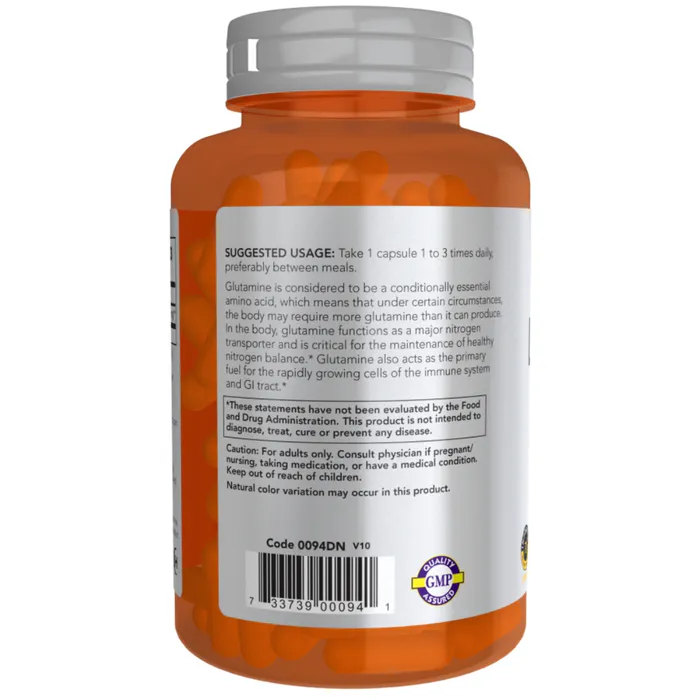 NOW L-glutamin, dobbel styrke 1000 mg
