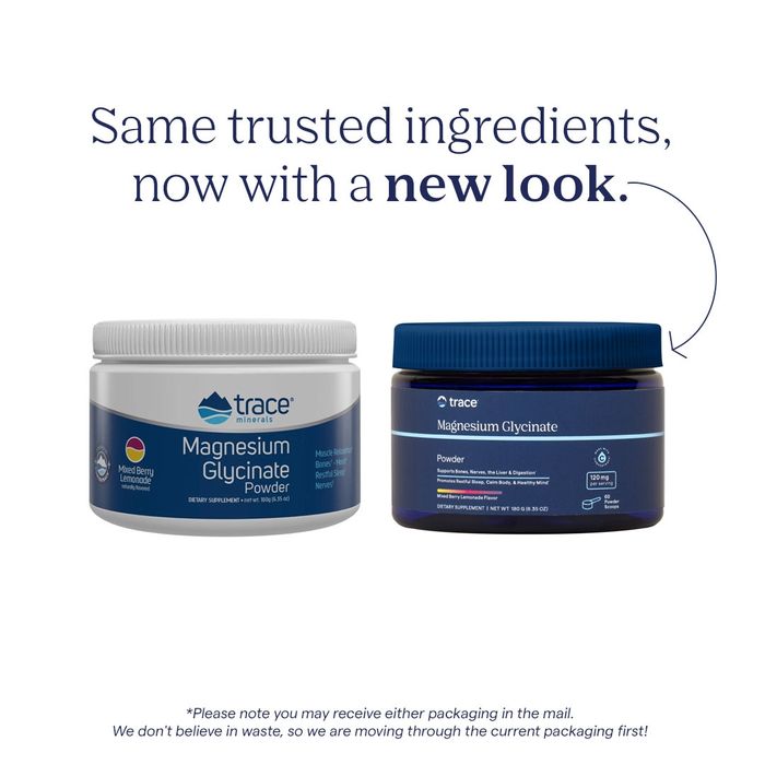 Trace Minerals Magnesium Glycinate Pulver Bær og Lemonade