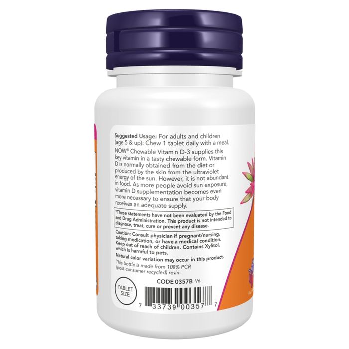 NOW Vitamin D3 - 1000 IU Tyggetabletter